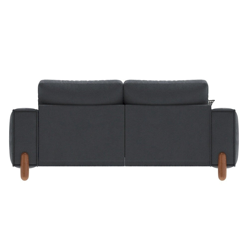 Divano Moderno Rivestito in Tessuto Teddy con Gambe in Legno e 2 Cuscini