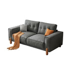 Divano Moderno Rivestito in Tessuto Teddy con Gambe in Legno e 2 Cuscini