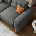 Divano Moderno Rivestito in Tessuto Teddy con Gambe in Legno e 2 Cuscini