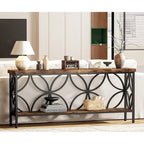 Consolle extra lunga con struttura in metallo e finitura in legno rustico - 70,86 L x 11,81 P x 31,88 H