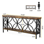 Consolle extra lunga con struttura in metallo e finitura in legno rustico - 70,86 L x 11,81 P x 31,88 H