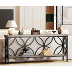 Consolle extra lunga con struttura in metallo e finitura in legno rustico - 70,86 L x 11,81 P x 31,88 H