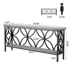 Consolle extra lunga con struttura in metallo e finitura in legno rustico - 70,86 L x 11,81 P x 31,88 H