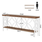 Consolle extra lunga con struttura in metallo e finitura in legno rustico - 70,86 L x 11,81 P x 31,88 H