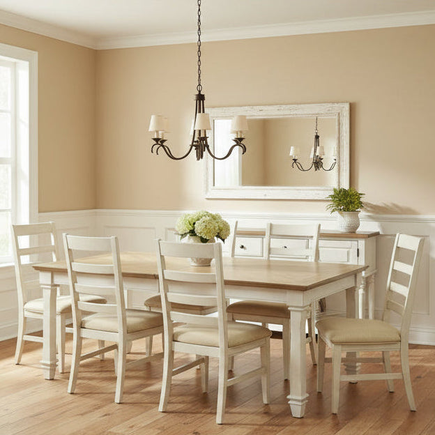 Traditional Wood Kitchen Extension Dining Table, White - Large